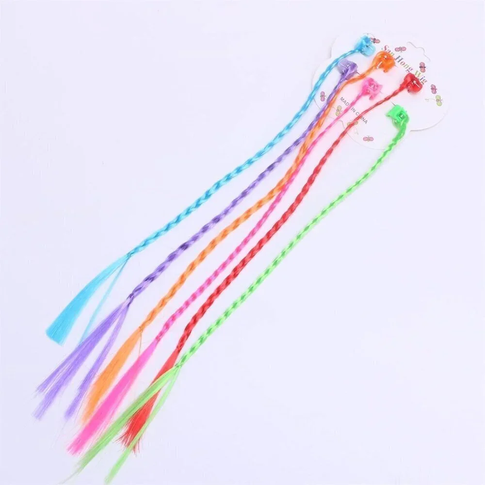 48 Pack Hair Accessories for Girls, Colored Hair Extensions for Kids Nylon Rainb